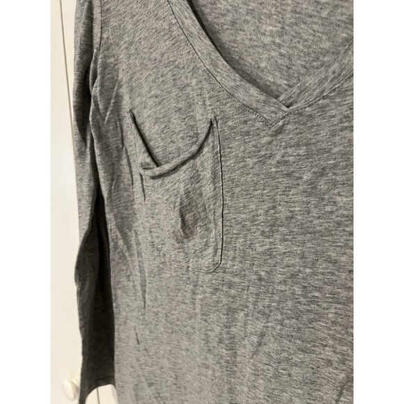 Bobi Los Angeles V-Neck Pullover Long Sleeve Heather Gray Top Size XS Pocket - Picture 3 of 5